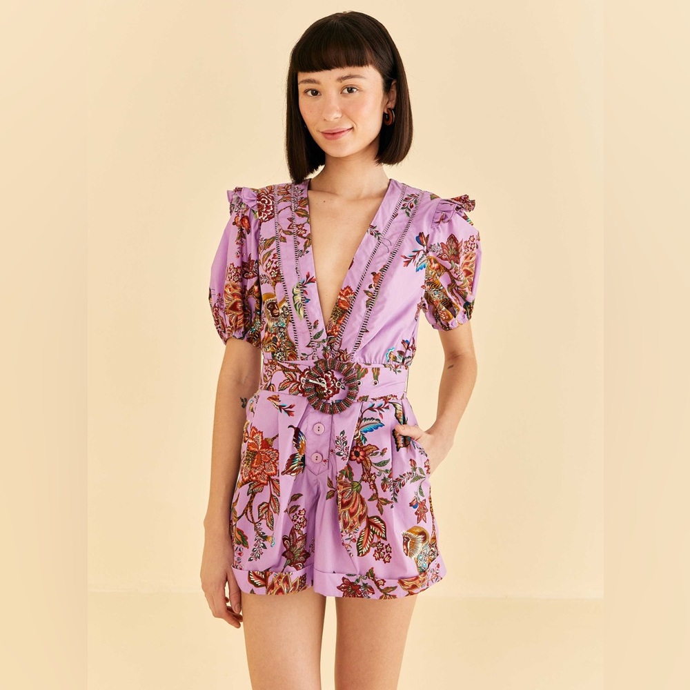 Farm Rio Floral Monkey Romper Brand New!